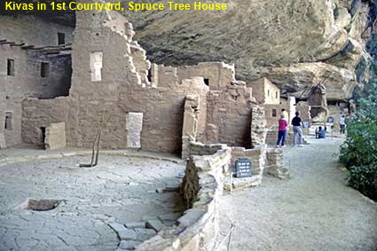 Kivas in 1st Courtyard, Spruce Tree House, Mesa Verde, CO, USA