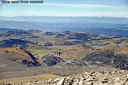  View west from summit of Pikes Peak, CO, USA