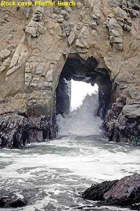  Surf coming through rock cave, Pfeiffer Beach, CA, USA