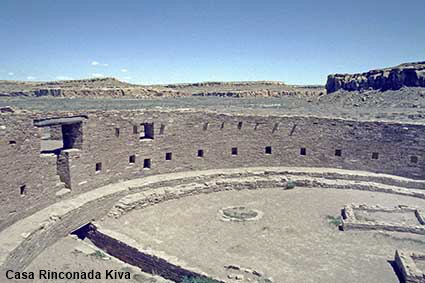Casa Rinconada kiva & canyon, Chaco Canyon National Historic Site, NM, US Casa Rinconada kiva & canyon, Chaco Canyon National Historic Site, NM, US
