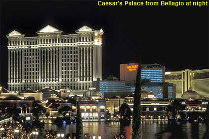  Caesar's Palace from Bellagio at night, Las Vegas, NV, USA