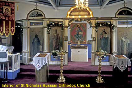 Interior of St Nicholas Russian Orthodox Church, Juneau, AK, USA Interior of St Nicholas Russian Orthodox Church, Juneau, AK, USA