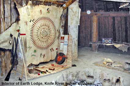 Interior of Earth Lodge, Knife River Indian Villages, ND, USA