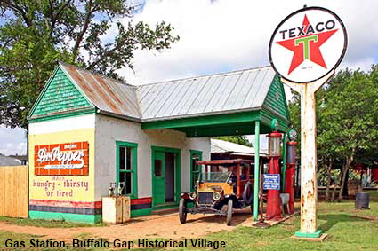 Gas Station, Buffalo Gap Historical Village, near Abilene, TX, USA
