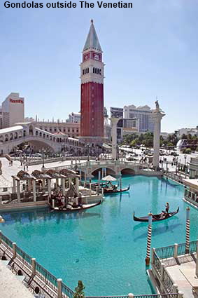  Gondolas outside The Venetian, Las Vegas, NV, USA