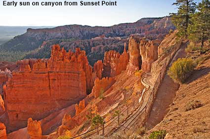  Early sun on canyon from Sunset Point, Bryce Canyon National Park, UT, USA