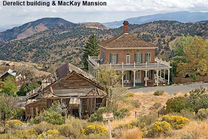Derelict building & MacKay Mansion, Virginia City, NV, USA Derelict building & MacKay Mansion, Virginia City, NV, USA