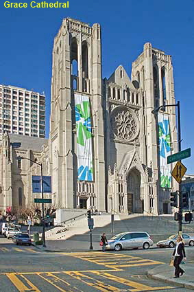  Grace Cathedral from California St Cable Car, San Francisco, CA, USA