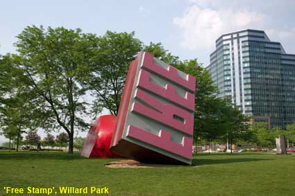  'Free Stamp' (Oldenburg and van Bruggen), Willard Park, Cleveland, OH, USA