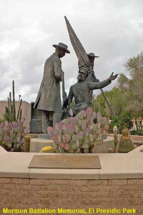 Memorial to Mormon battalion entering Tucson (16 Dec 1846), El Presidio Park, Tucson, AZ, USA Memorial to Mormon battalion entering Tucson (16 Dec 1846), El Presidio Park, Tucson, AZ, USA