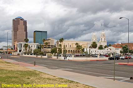 Downtown Tucson & St Augustine Cathedral from Convention Center, Tucson, AZ, USA Downtown Tucson & St Augustine Cathedral from Convention Center, Tucson, AZ, USA