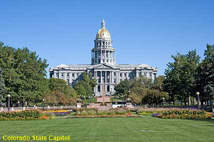  Colorado State Capitol from Civic Center Park, Denver, CO, USA