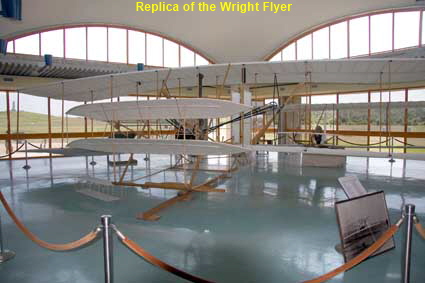  Replica of the Wright Flyer, Wright Brothers National Monument, Kittyhawk, NC, USA