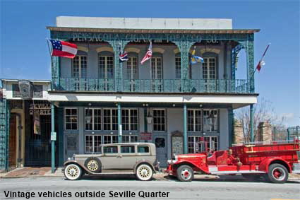 Vintage vehicles outside Seville Quarter, Government Street, Pensacola, FL, USA Vintage vehicles outside Seville Quarter, Government Street, Pensacola, FL, USA