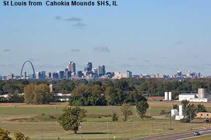 St Louis (MO) from Monks Mound, Cahokia Mounds SHS, IL, USA