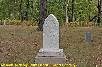 Memorial to Nancy Hanks Lincoln, Pioneer Cemetery, Lincoln Boyhood Home National Memorial, IN, USA