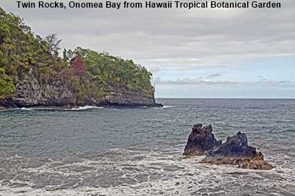 Twin Rocks, Onomea Bay from Hawaii Tropical Botanical Garden, Hawaii , HI, USA Twin Rocks, Onomea Bay from Hawaii Tropical Botanical Garden, Hawaii , HI, USA