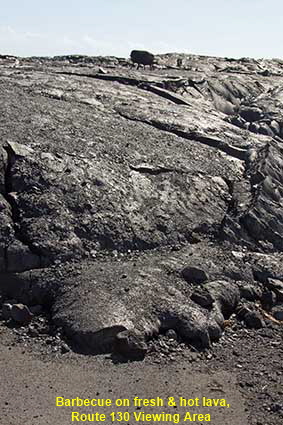 Barbecue on fresh & hot lava, Route 130 Viewing Area, Hawaii Volcanoes NP, Hawaii , HI, USA Barbecue on fresh & hot lava, Route 130 Viewing Area, Hawaii Volcanoes NP, Hawaii , HI, USA