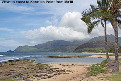 View up coast to kane'ilio Point from Ma'ili, Oahu, HI, USA View up coast to kane'ilio Point from Ma'ili, Oahu, HI, USA