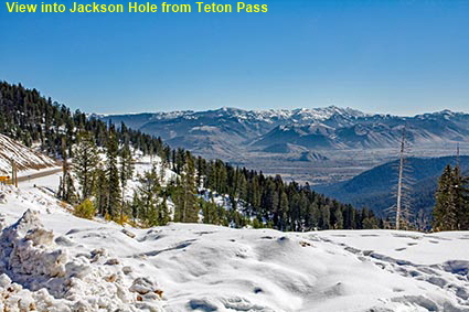 View into Jackson Hole from Teton Pass, WY, USA View into Jackson Hole from Teton Pass, WY, USA