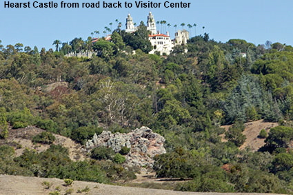 Hearst Castle from road back to Visitor Center, San Simeon, CA, USA