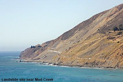 Landslide site near Mud Creek